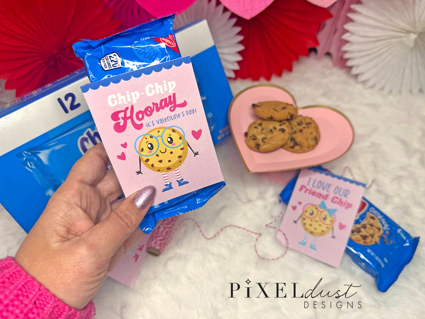 Chocolate Chip Cookie Printable Pink Valentines