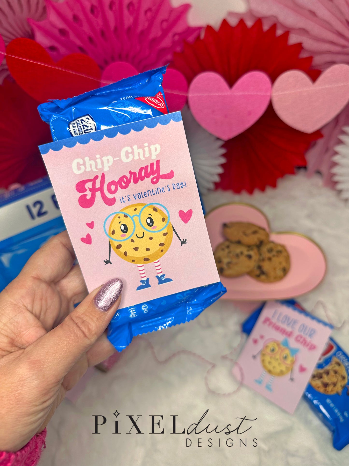 Chocolate Chip Cookie Printable Pink Valentines