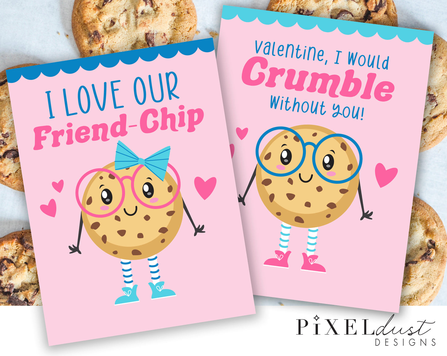 Chocolate Chip Cookie Printable Pink Valentines
