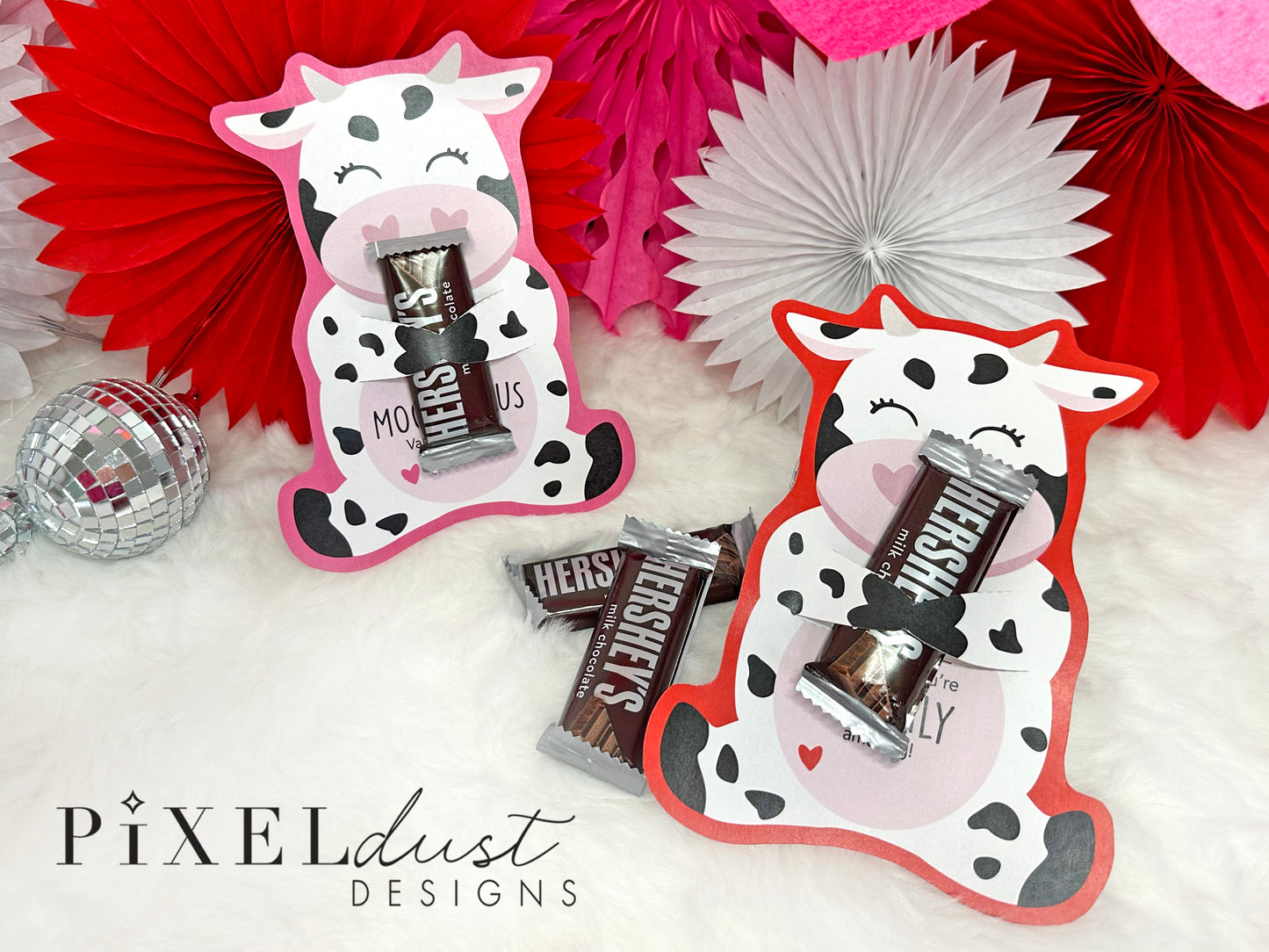 Cute Cow Printable Valentine Treat Holder Cards