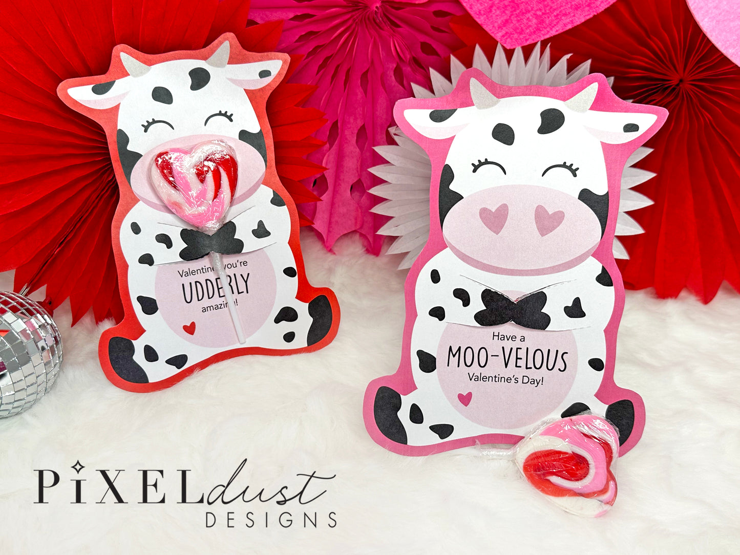 Cute Cow Printable Valentine Treat Holder Cards