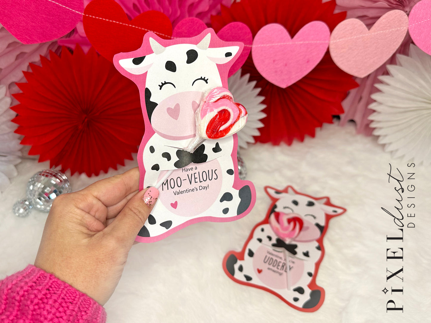 Cute Cow Printable Valentine Treat Holder Cards