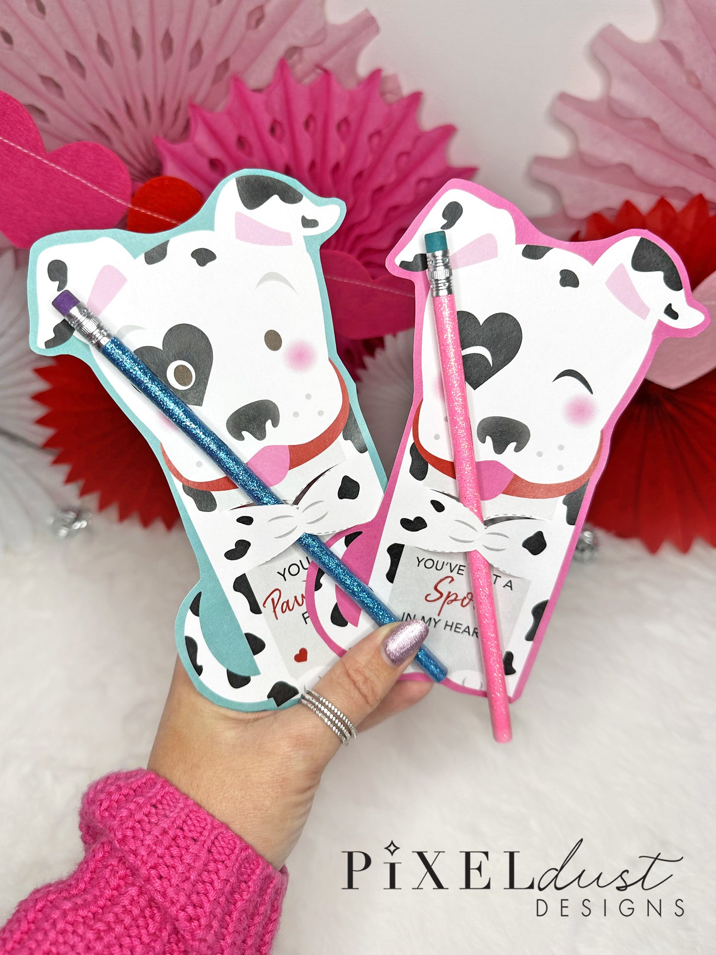 Dalmatian Printable Valentine Treat Holder Cards