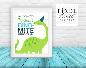 Dinosaur Birthday Party 8x10 Welcome Sign Printable File