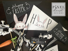 Load image into Gallery viewer, Printable Classic Black and White Easter Pennant Flag Set
