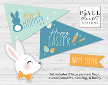 Load image into Gallery viewer, Hippity Hoppity Easter Bunny Pennant Flag Set
