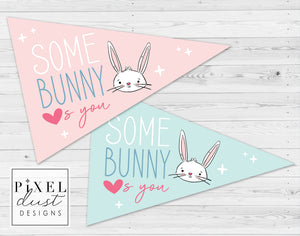 Printable Some Bunny Loves You Easter Pennant Flag Set