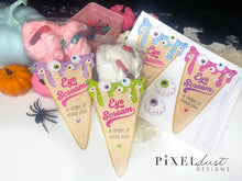 Load image into Gallery viewer, Eye Scream Halloween Printable Cards, Cotton Candy Ice Cream Cone
