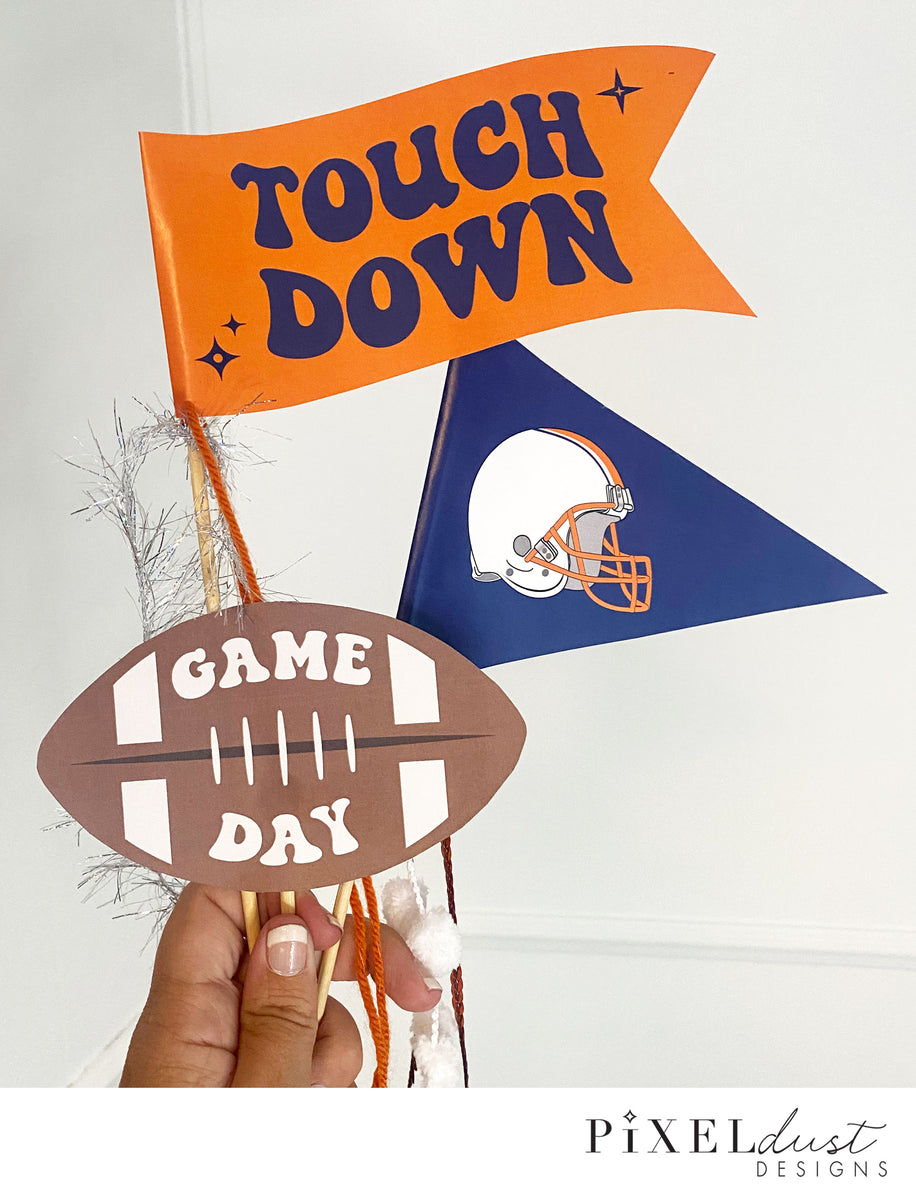 Printable Super Bowl Cupcake Toppers Gift Tags, Football Tailgate