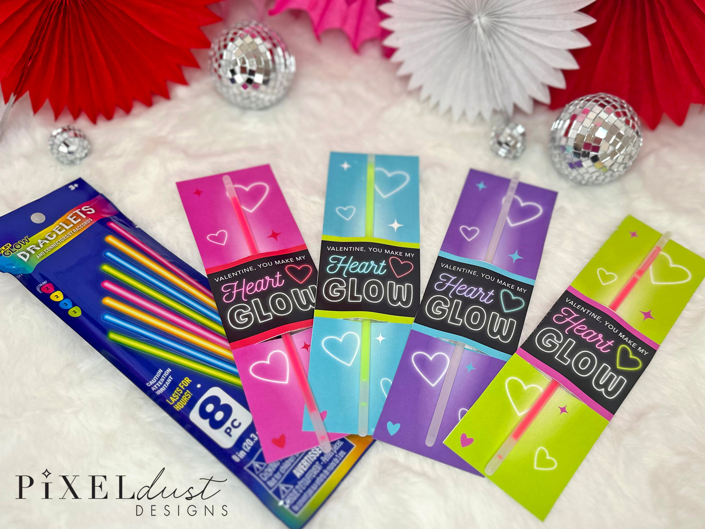 Neon Glow Stick Bracelet Printable Valentine Cards