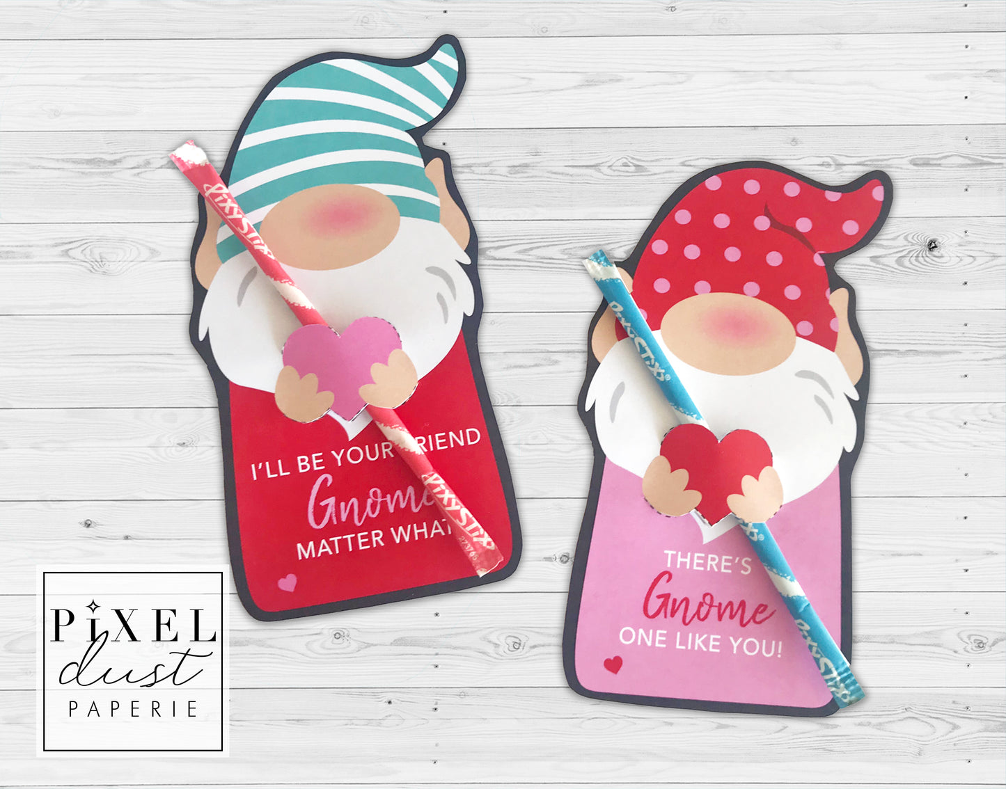 Garden Gnome Printable Valentine Treat Holder Cards