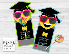 Load image into Gallery viewer, Emoji Sunglasses Graduation Card Money Holder Printable
