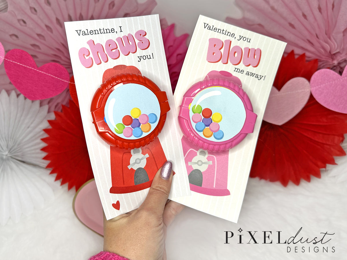 Bubblegum Machine Bubble Tape Gum Classroom Valentines for Kids ...