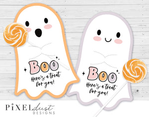 Cute Ghost Halloween Treat Holder Printable Card