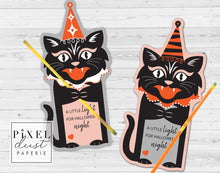 Load image into Gallery viewer, Retro Cat Halloween Treat Holder Printable Card

