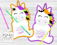 Load image into Gallery viewer, Halloween Unicorn Treat Holder Printable Card
