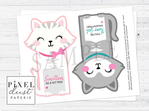 Cat, Kitten Printable Valentine Treat Holder Cards