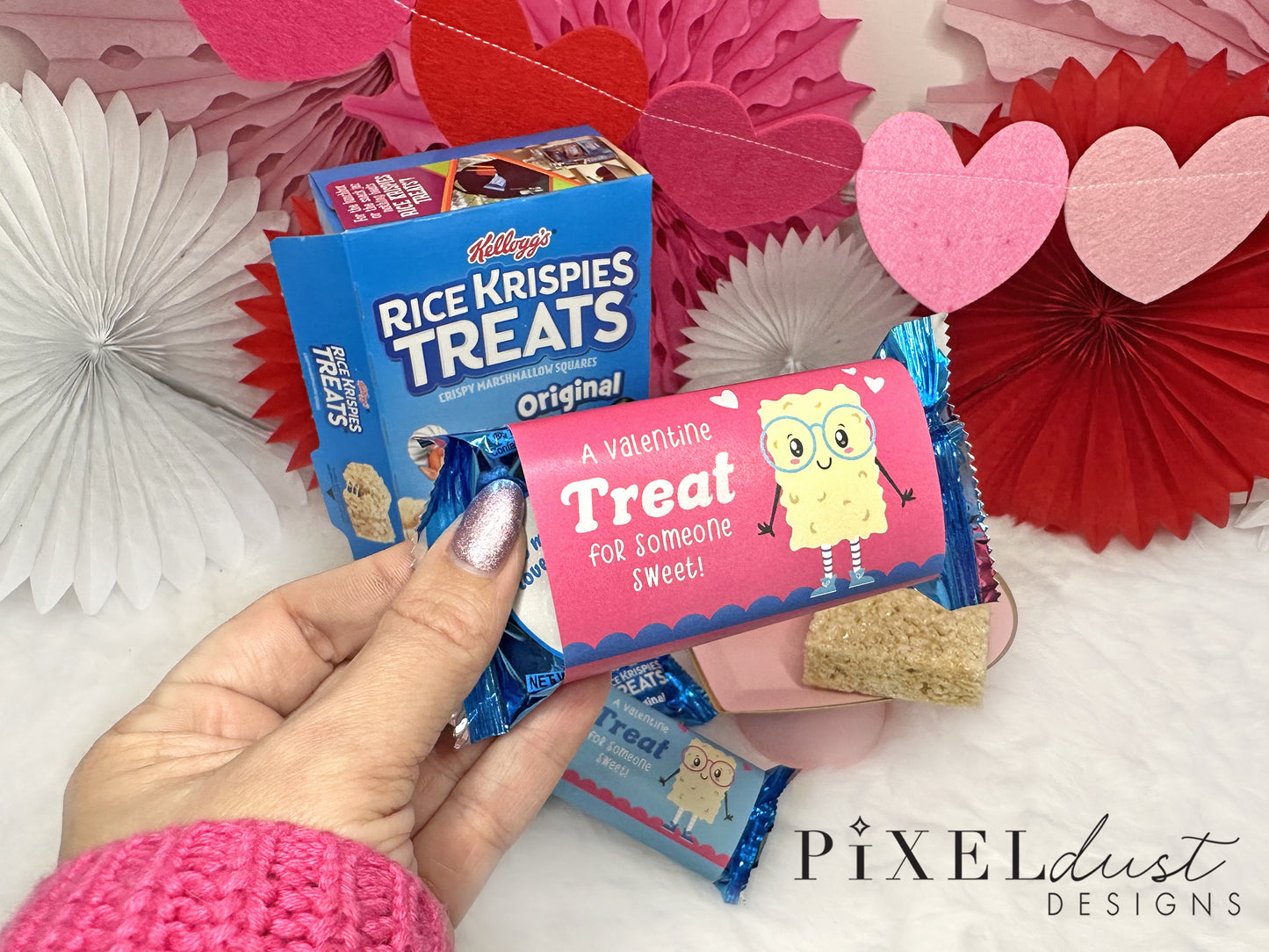 Rice Krispie Treats Printable Pink Valentines