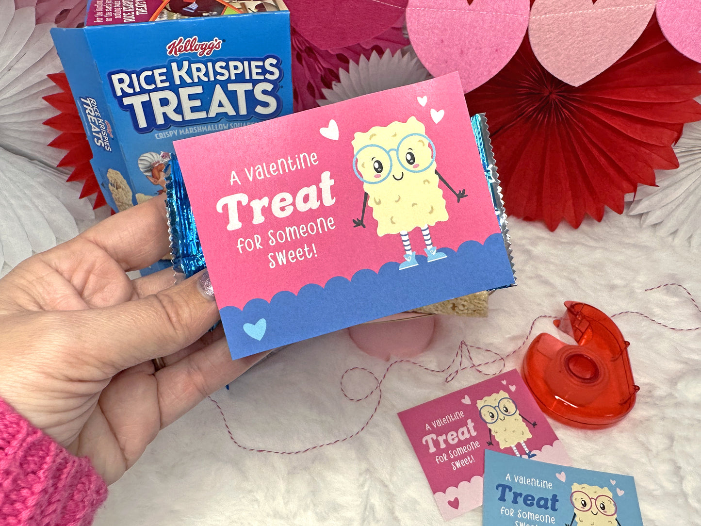 Rice Krispie Treats Printable Pink Valentines