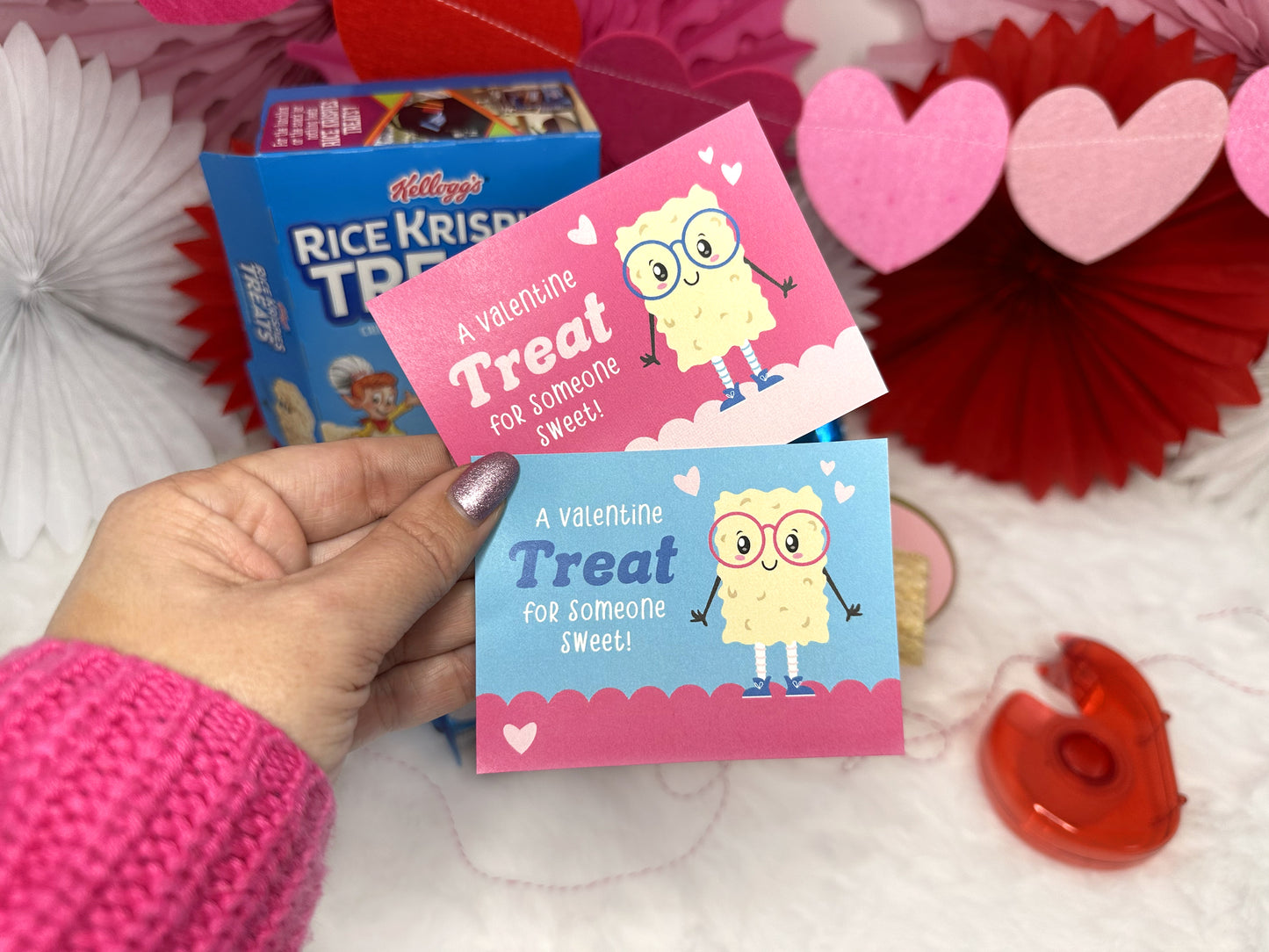 Rice Krispie Treats Printable Pink Valentines
