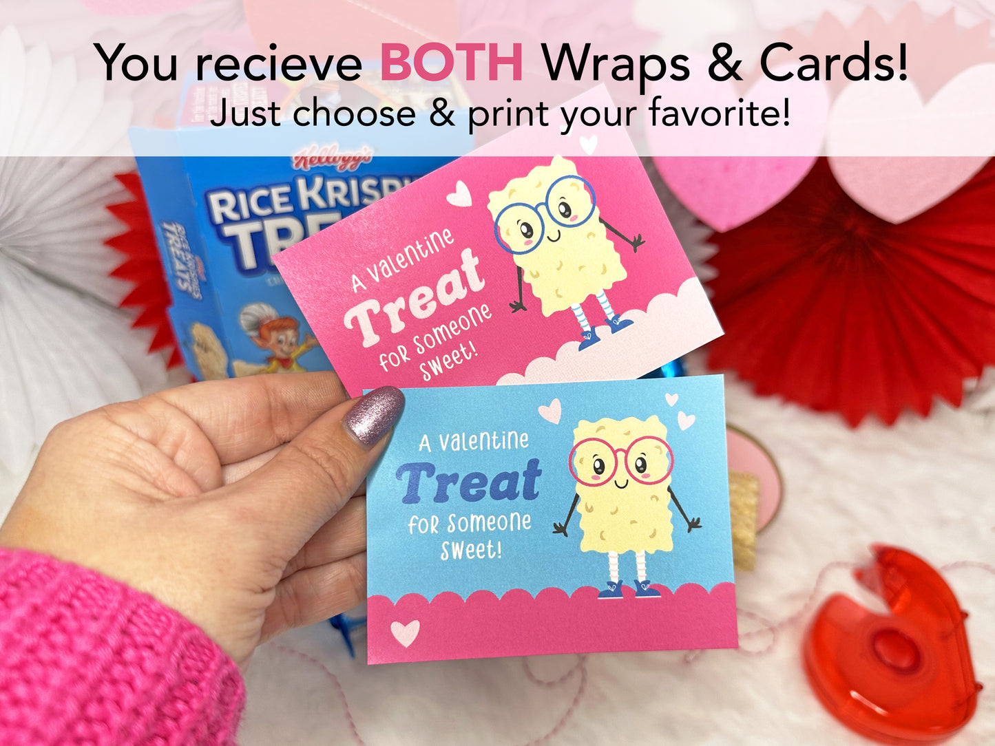 Rice Krispie Treats Printable Pink Valentines