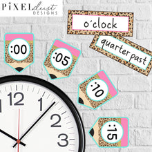 Load image into Gallery viewer, Leopard Print Clock Labels, Clock Numbers Classroom Decor
