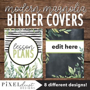 Modern Magnolia Editable Binder Covers and Spines