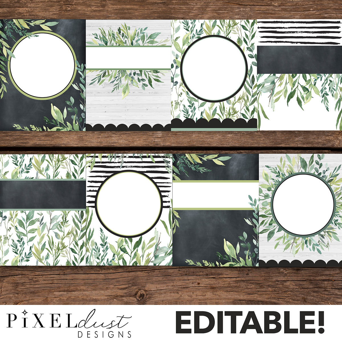 Modern Magnolia Editable Binder Covers and Spines Pixeldust Designs