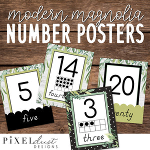 Magnolia Farmhouse 0-20 Number Posters | Ten Frames | Classroom Decor | Number Line
