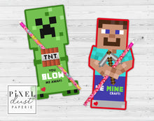 Load image into Gallery viewer, BE MINE-craft Printable Valentine&#39;s Day Treat Holder Valentine Cards
