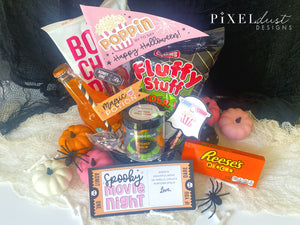 Spooky Movie Night, Halloween Movie Night Gift Basket Printables