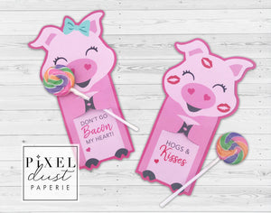 Cute Pig Printable Valentine Treat Holder Cards