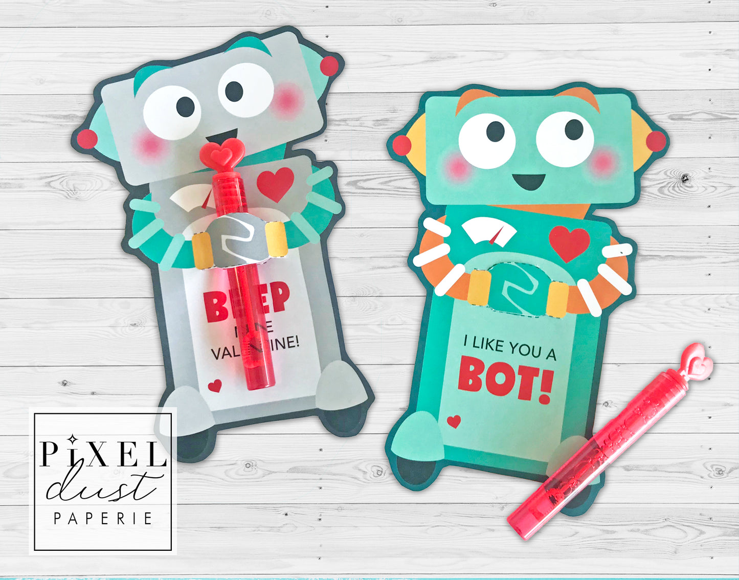 Robot Printable Valentine Treat Holder Cards