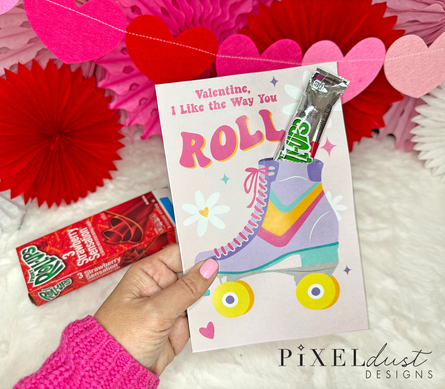 Retro Roller Skate Valentine Treat Holder Printable Cards