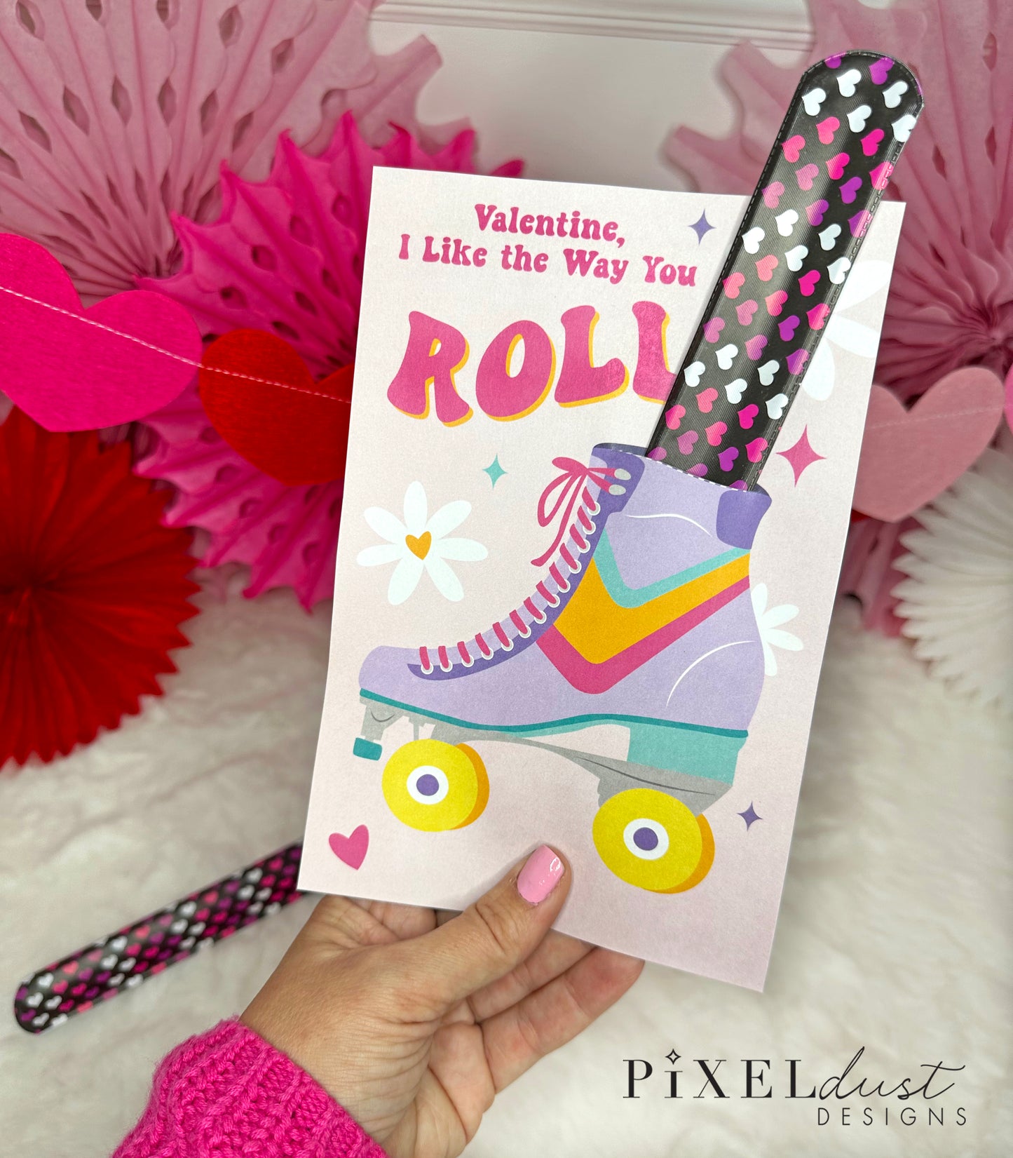 Retro Roller Skate Valentine Treat Holder Printable Cards