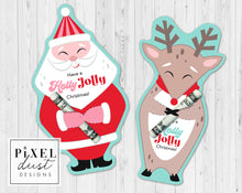Load image into Gallery viewer, Retro Santa &amp; Rudolph Treat or Gift Card Holder Printable Christmas Cards
