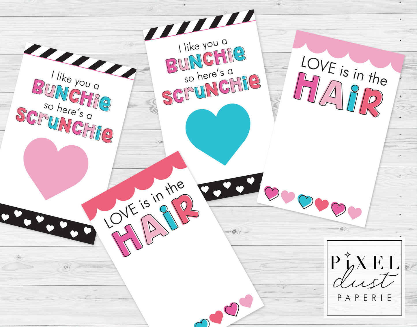 Scrunchie Valentine Card Printable for Girls