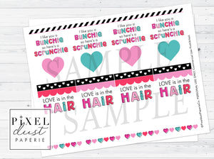 Scrunchie Valentine Card Printable for Girls