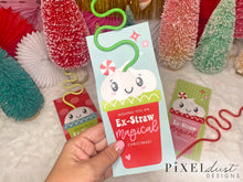 Load image into Gallery viewer, Cute Silly Straw Printable Christmas Cards
