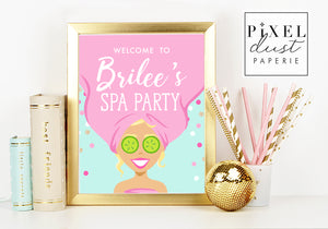 Spa Birthday Party 8x10 Welcome Sign Printable File