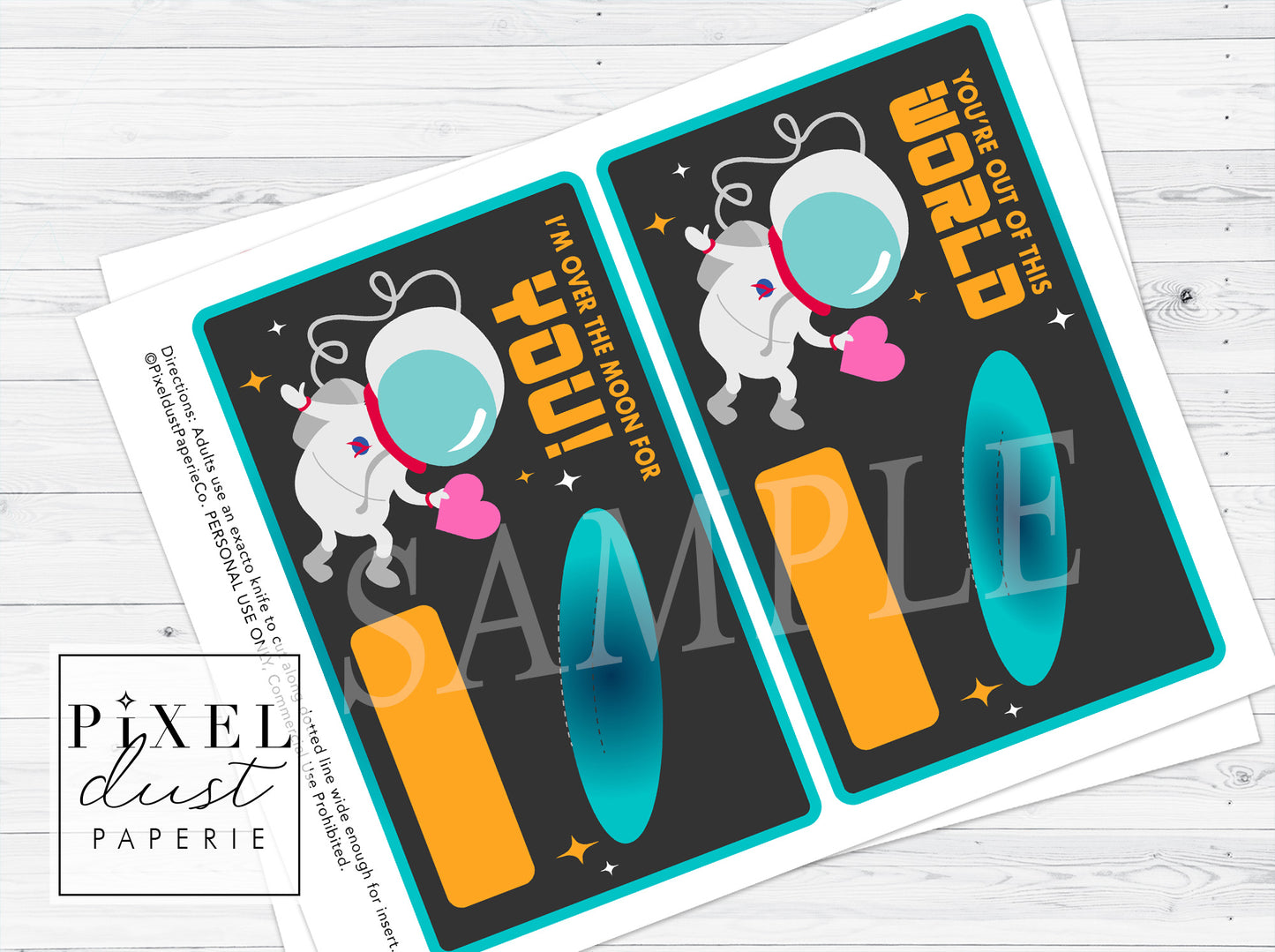 Astronaut Space Printable Valentine Treat Holder Cards