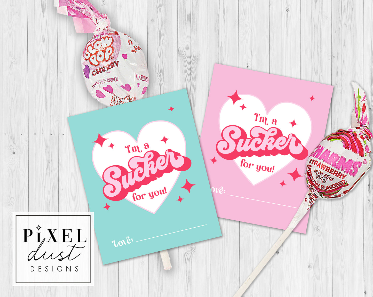 Retro-inspired "I'm a Sucker for you" Valentine Cards
