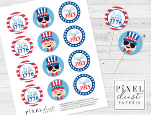 4th of July Uncle Sam Printable Red, White & Blue Cupcake Toppers / Picks
