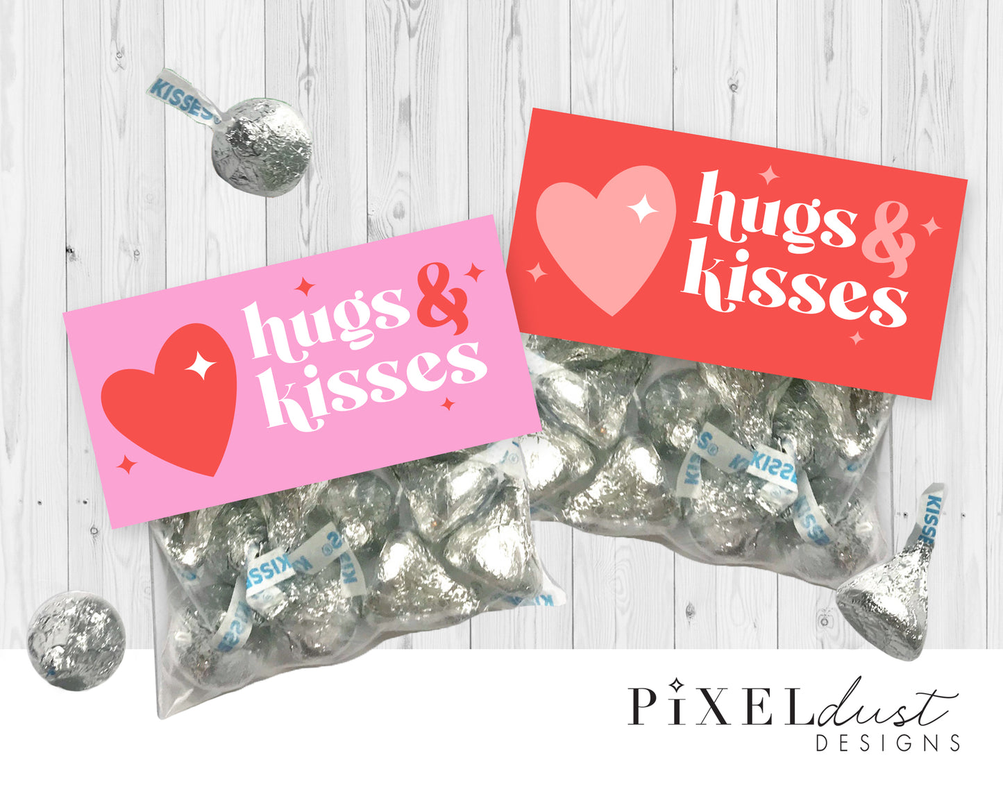 Hugs & Kisses Valentine Treat Bag Toppers