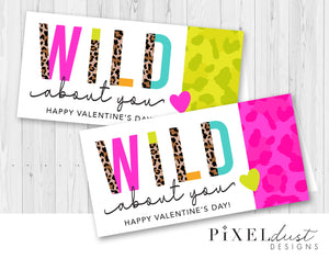 "WILD About You" Neon Leopard Print Valentine Treat Bag Toppers