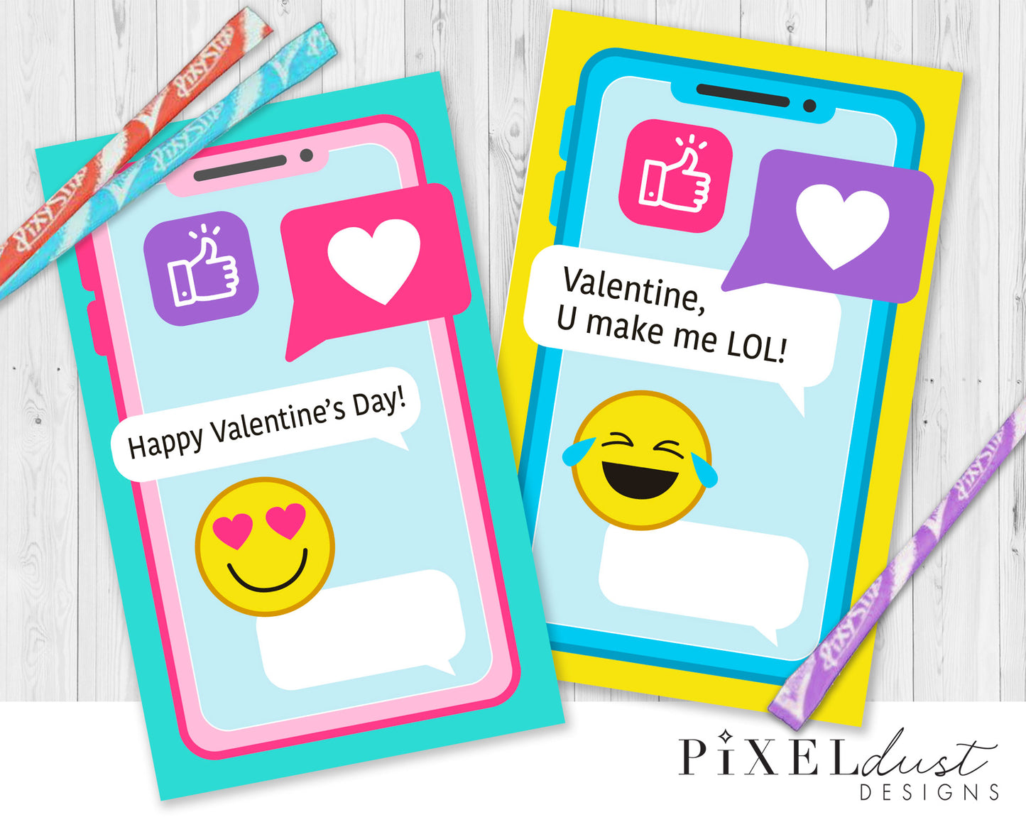 Emoji Cell Phone Printable Valentine Cards