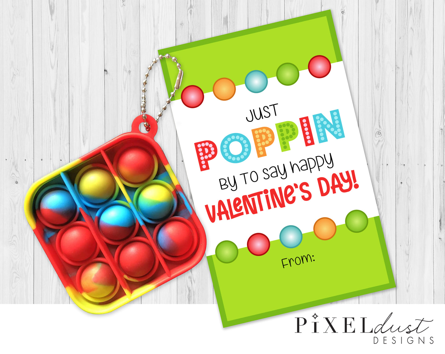 Rainbow Pop-It Printable Valentine for Kids