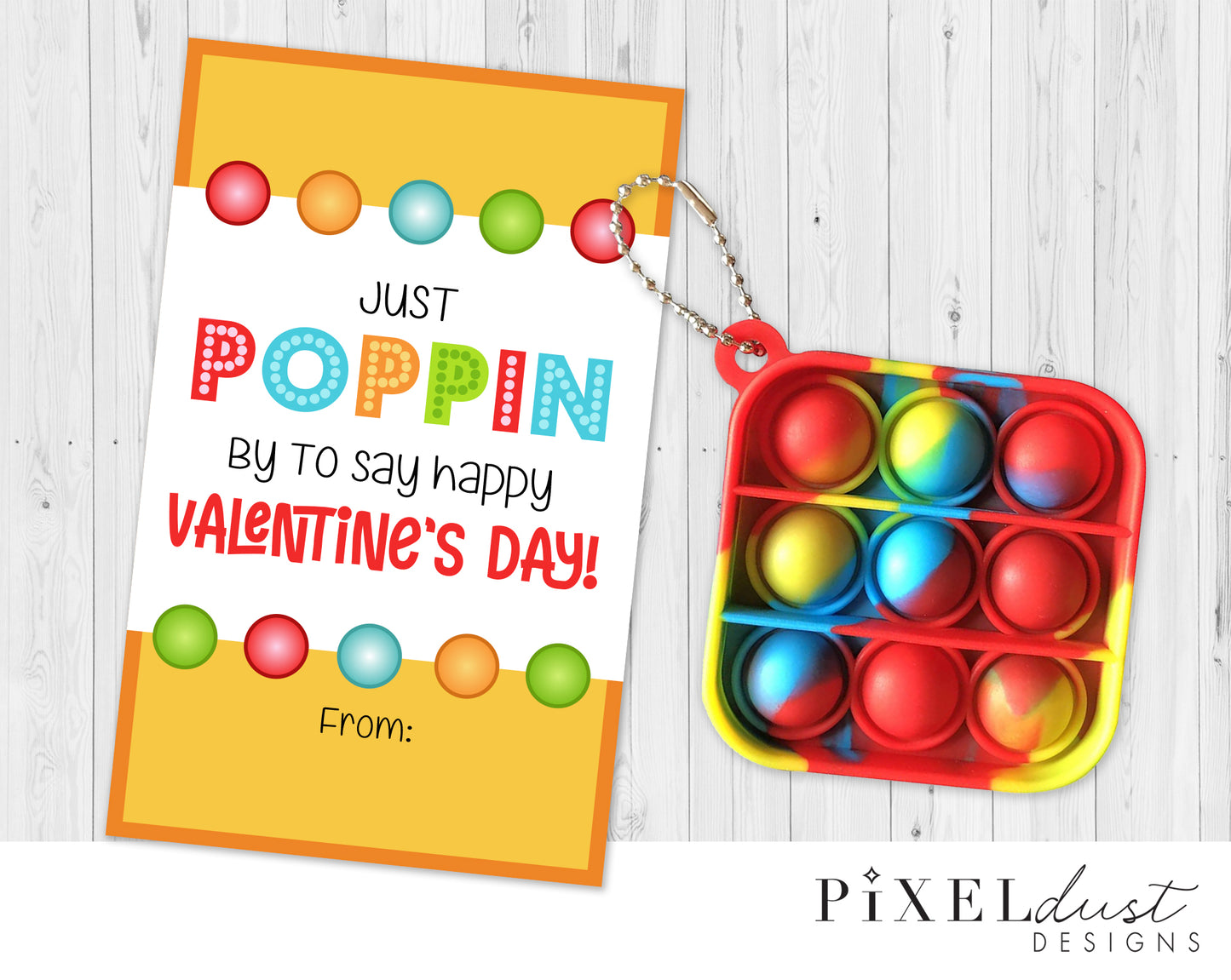 Rainbow Pop-It Printable Valentine for Kids