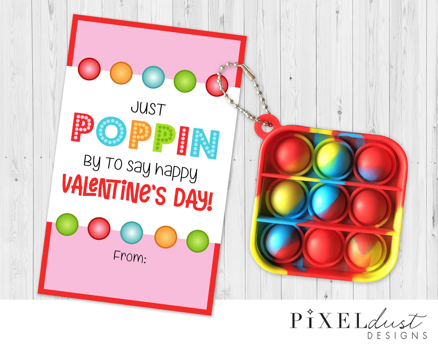 Rainbow Pop-It Printable Valentine for Kids