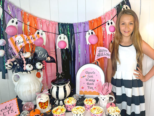 Boo La La Halloween Party Decor Set, Printable Flags, Picks and Signs